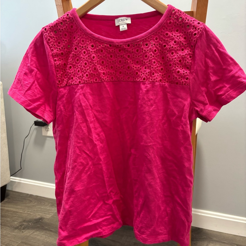 J. Crew Women's Pink Eyelet Top